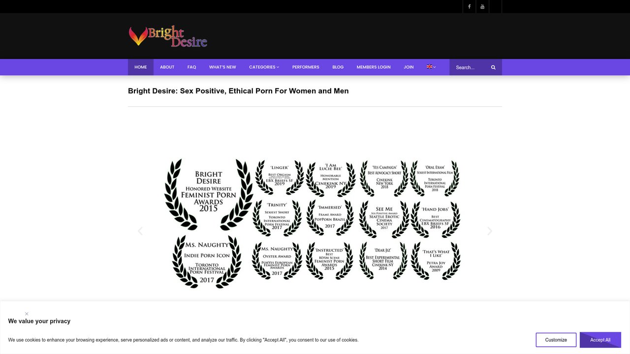 Bright Desire tour page screenshot